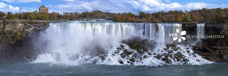 美国，尼亚加拉大瀑布全景，纽约州布法罗市附近的美国一侧图片素材