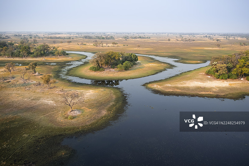 湿地，景观，奥卡万戈三角洲的航拍图，靠近马翁，奥卡万戈三角洲，博茨瓦纳图片素材