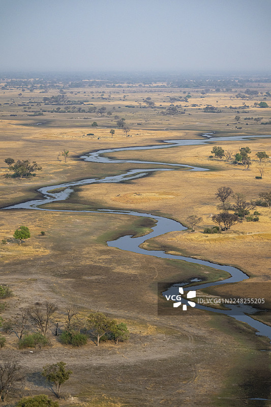 湿地风光，博茨瓦纳奥卡万戈三角洲马翁附近区域的航拍景象图片素材