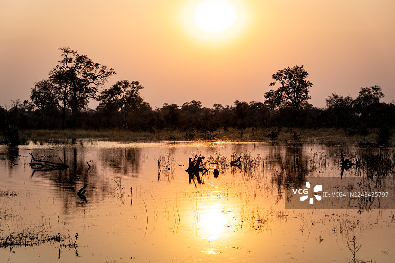 奥卡万戈三角洲的日落图片素材