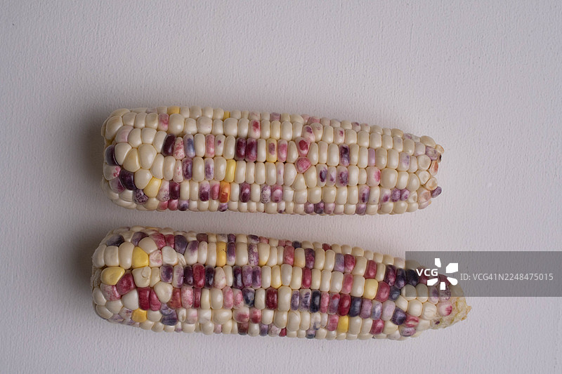 抽象特写微距拍摄的硬质玉米，展示了其有机纹理和自然图案图片素材