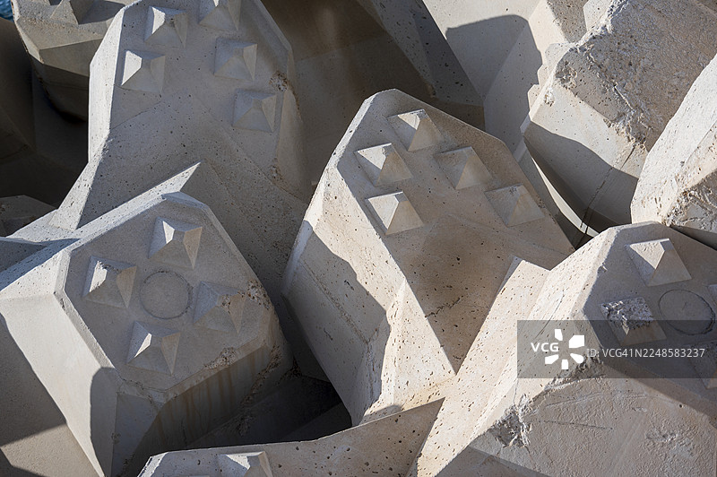 混凝土防波堤巨石图片素材