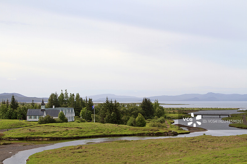 冰岛辛格维利尔国家公园，辛格瓦德拉湖畔的辛格维利尔图片素材