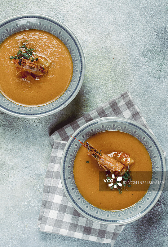 鲜虾浓汤，法式浓汤，法式料理，家常，无人图片素材