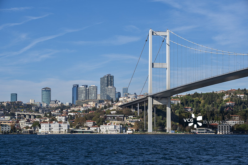 进步的基石：博斯普鲁斯大桥与伊斯坦布尔天际线图片素材