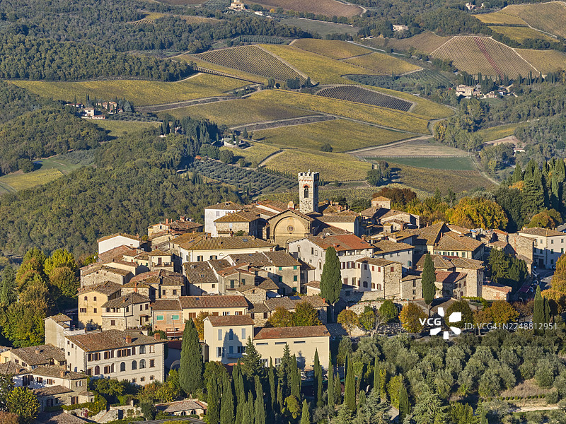 意大利托斯卡纳的基安蒂地区拉达村图片素材