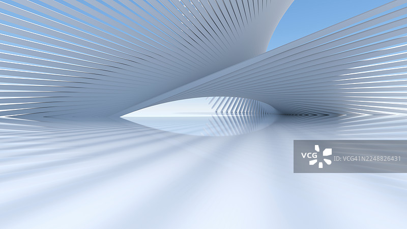 三维流线型白色建筑空间图片素材