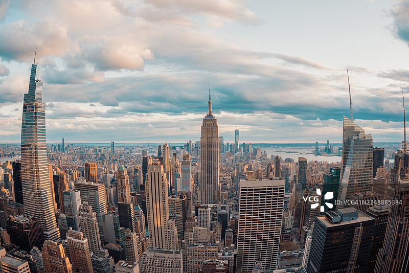 纽约市天际线鱼眼镜头图片素材