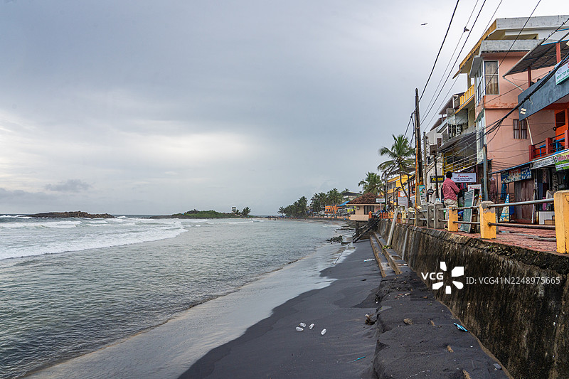 黑沙滩，步行道，科瓦拉姆海滩，喀拉拉邦，印度图片素材