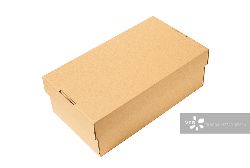三维角度的纸箱模型，孤立在白色背景上图片素材