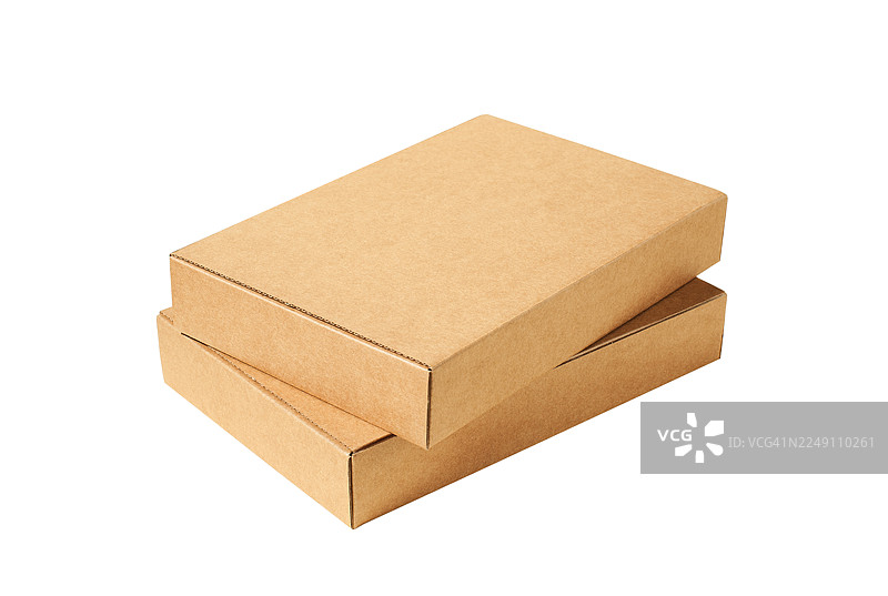 堆叠空白纸板箱模板，孤立在白色背景上图片素材