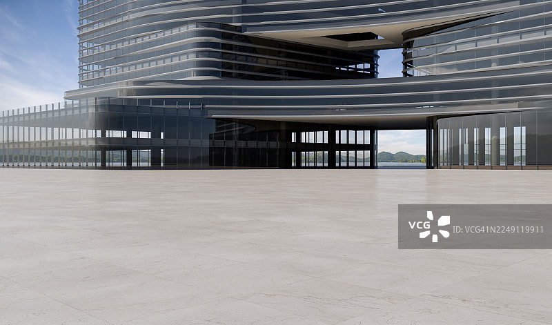 拥有开放式底层设计的弧形多层现代建筑图片素材