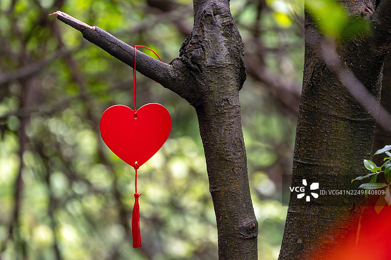 挂在树上的红色炉灶装饰品图片素材