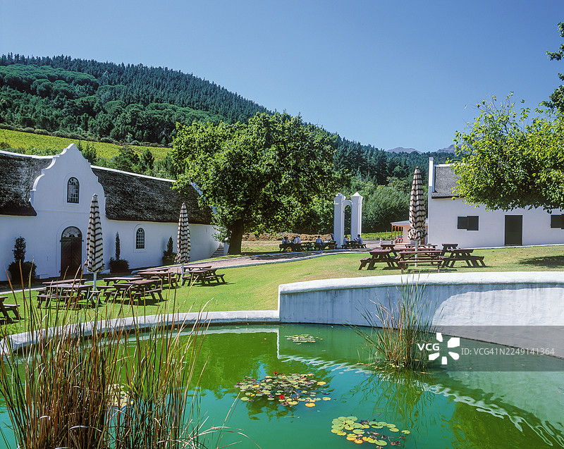 南非开普葡萄酒产区斯泰伦博斯的一家酒庄图片素材
