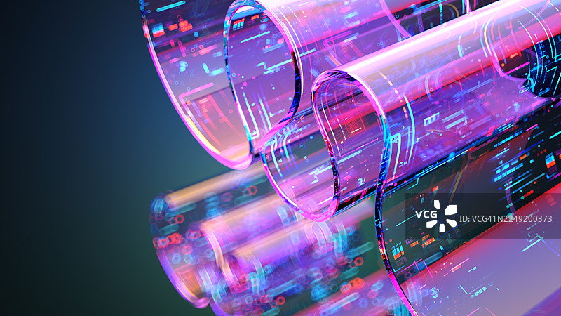 数字波形背景与程序代码。机器学习、人工智能和大数据概念。大型语言模型（LLM）、智能体AI技术。图片素材