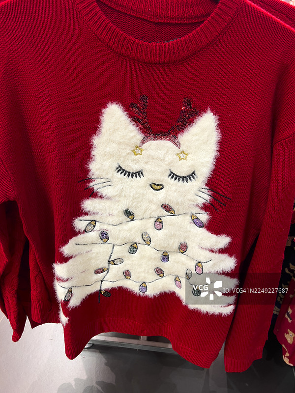 圣诞猫毛衣和市集图片素材