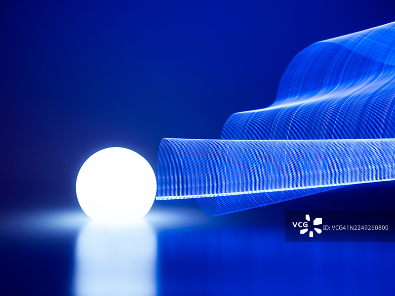 LED灯带和发光球体的光绘。抽象科技背景图片素材