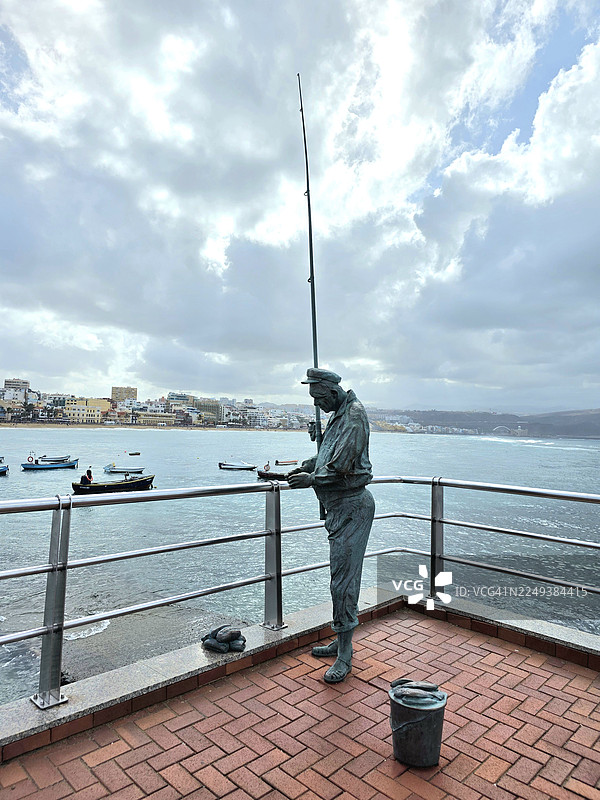 雕塑 渔夫，拉斯帕尔马斯-德格拉纳卡纳里亚（西班牙）图片素材
