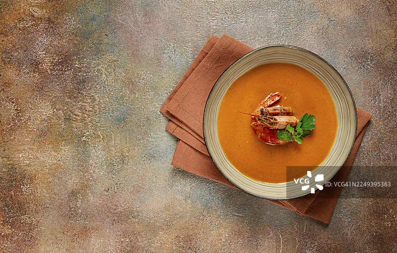 鲜虾奶油浓汤，法式浓汤，法式料理，家常，无人图片素材