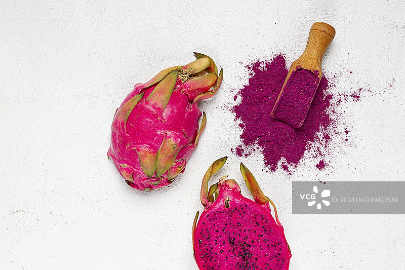 火龙果粉，冻干粉，俯视，无人图片素材