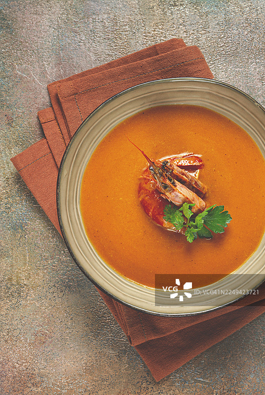 鲜虾奶油浓汤，法式浓汤，法式料理，自制，无人图片素材