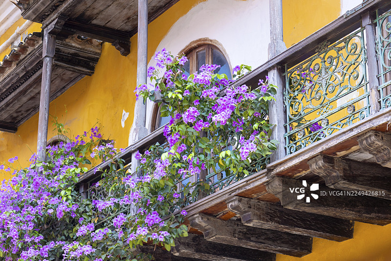 哥伦比亚，联合国教科文组织遗址，历史市中心色彩斑斓的卡塔赫纳城墙区图片素材