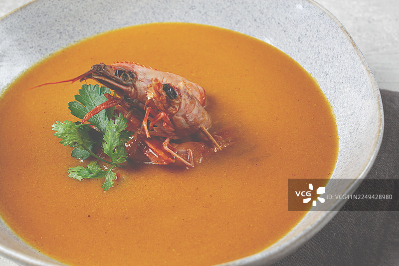 虾奶油浓汤，浓汤，法式料理，自制，无人物图片素材