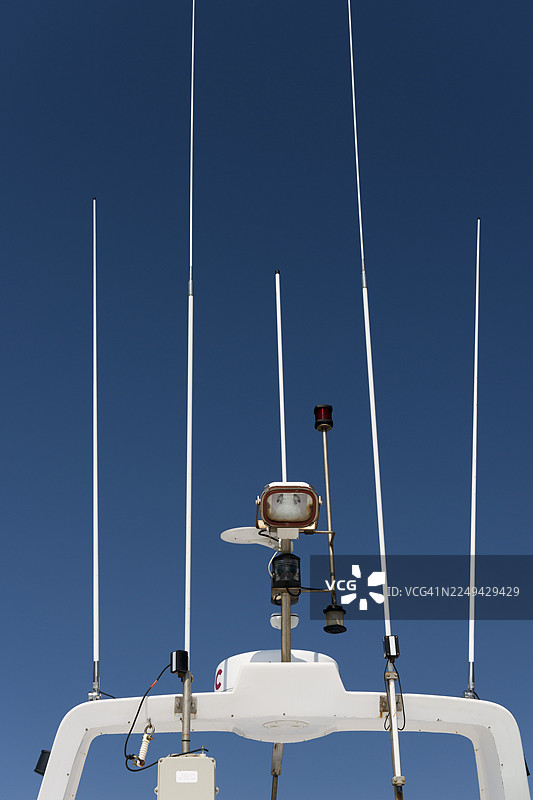 船顶的天线和灯，迈克尼斯，乌特岛，法罗群岛，丹麦图片素材