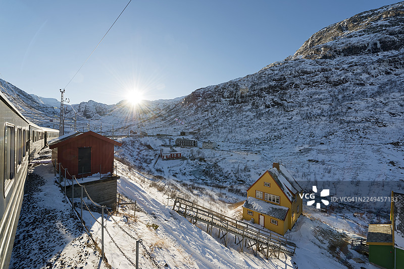 弗洛姆铁路 挪威 姆尔达尔 历史火车图片素材