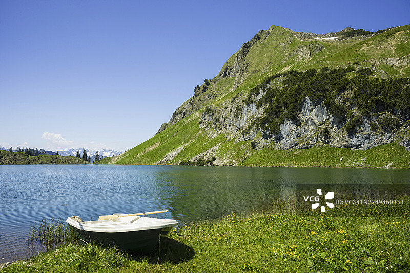 阿尔高阿尔卑斯山，巴伐利亚，德国，1919米高的塞阿尔普湖和塞科普夫尔图片素材