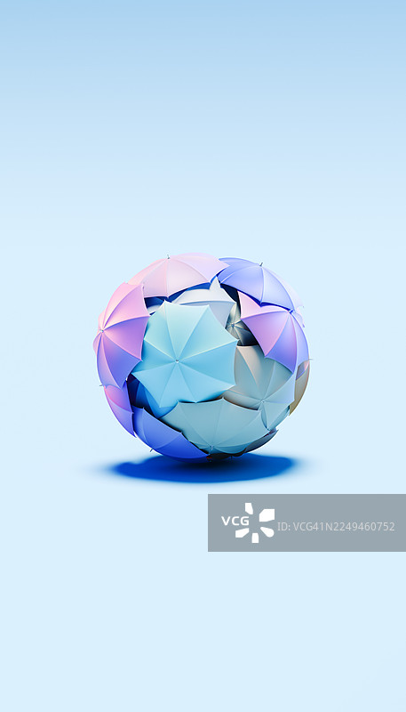 柔和色彩的雨伞球 - 抽象和谐概念中的保护图片素材