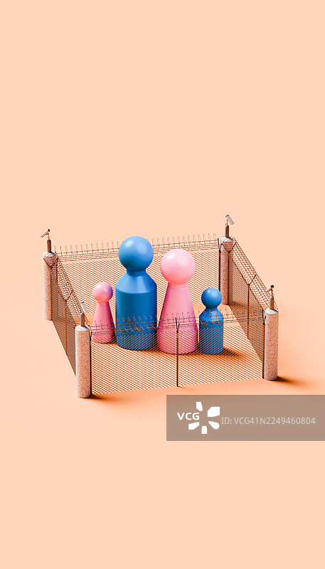 家庭被铁丝网围住 - 极端保护概念图片素材