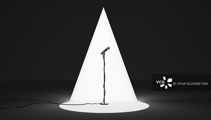 聚光灯下的空麦克风——等待你独特的声音图片素材