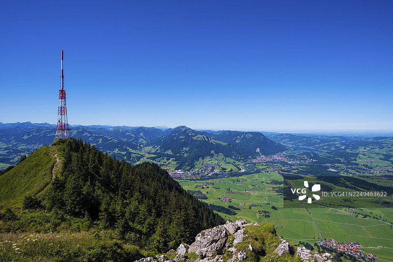 巴伐利亚广播电视塔,格吕恩滕山,1738米,伊勒河谷,阿勒高阿尔卑斯山,上阿勒高,阿勒高,巴伐利亚,德国图片素材