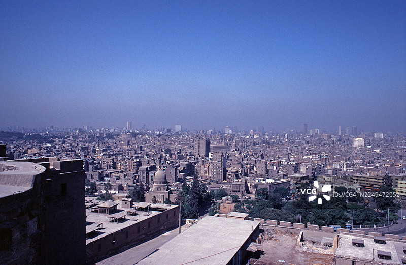 1989年9月，从开罗城堡俯瞰城市风光，复古，怀旧，历史图片素材