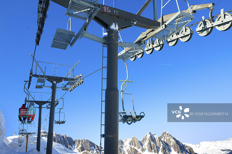 缆车，托尼奥拉阿尔卑滑雪区，卡斯特罗扎圣马蒂诺，特伦蒂诺，南蒂罗尔，意大利图片素材