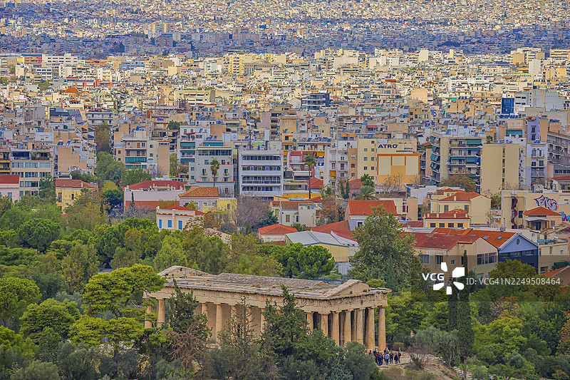 希腊雅典古市集赫菲斯托斯神庙（从战神山眺望）图片素材