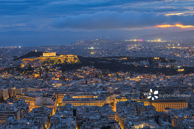 雅典利卡维托斯山全景，希腊图片素材