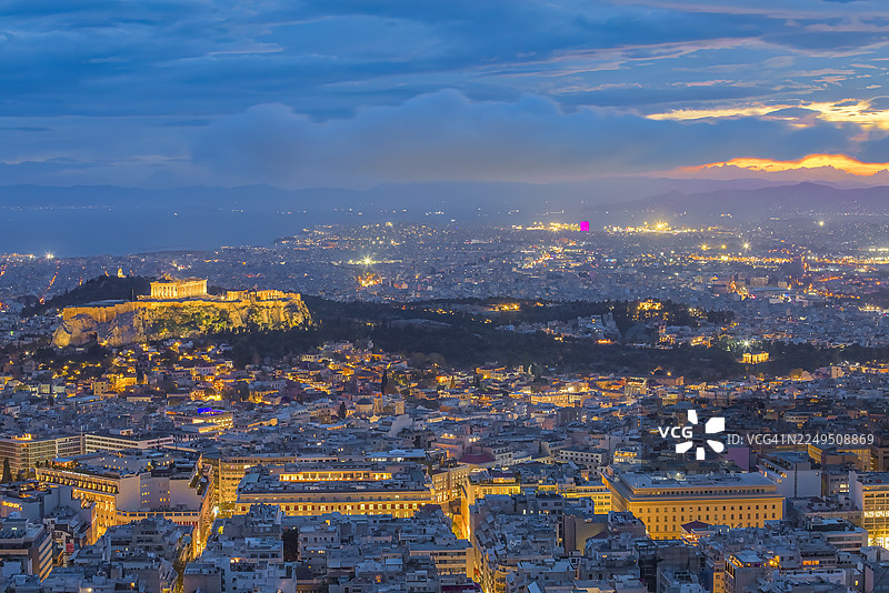 希腊雅典利卡贝多斯山全景图片素材