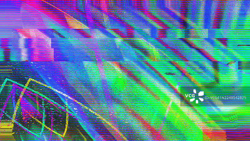 Y2K风格的霓虹色鲜艳全息故障图案，迷幻美学图片素材