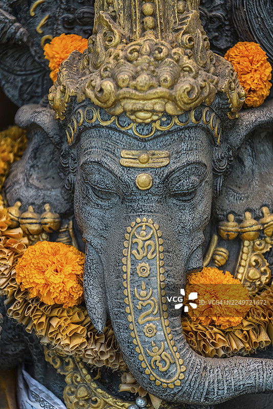 迦内什大象雕像，大象，神圣，印度教，文化，信仰，装饰，寺庙雕像，艺术雕像，寺庙，祈祷，旅行，旅游，巴厘岛，印度尼西亚图片素材