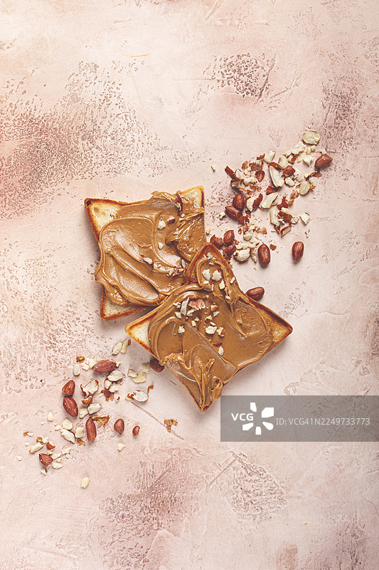 花生酱吐司，俯视角度，早餐，无人图片素材