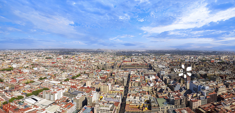 墨西哥，从拉丁美洲塔俯瞰墨西哥城历史中心的城市全景图片素材