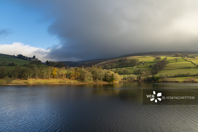 英格兰德比郡峰区莱迪鲍尔水库图片素材