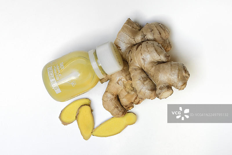 姜，姜根和姜汁图片素材
