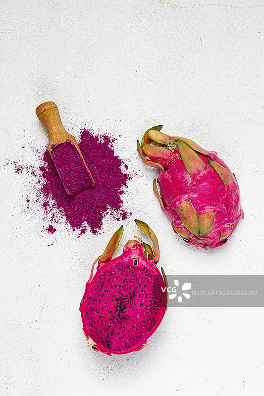 火龙果粉，冻干粉，俯视，无人图片素材