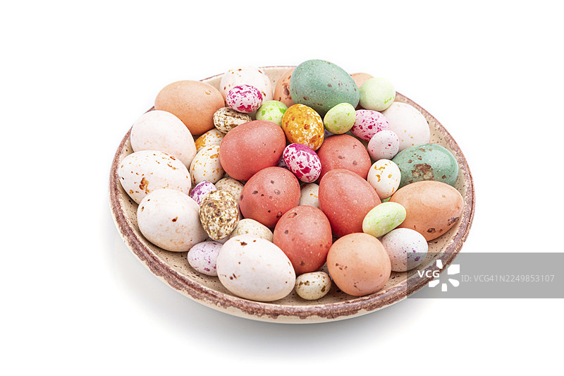 背景为白色的彩色疏浚设备，特写，侧视图。图片素材