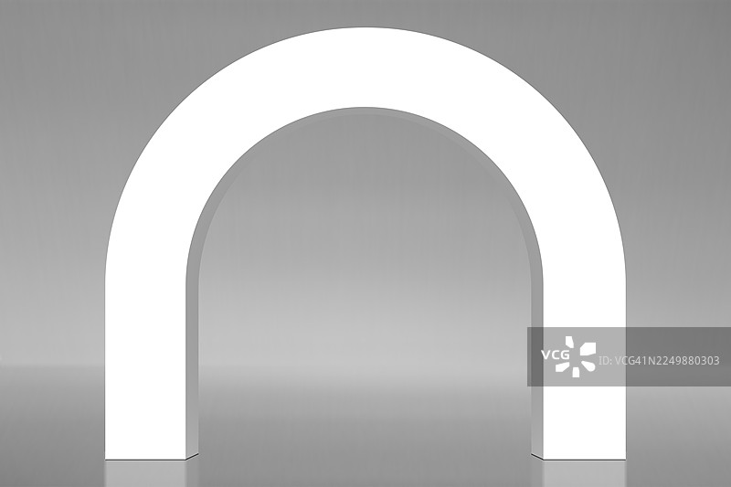 灰色背景上的白色拱门结构图片素材