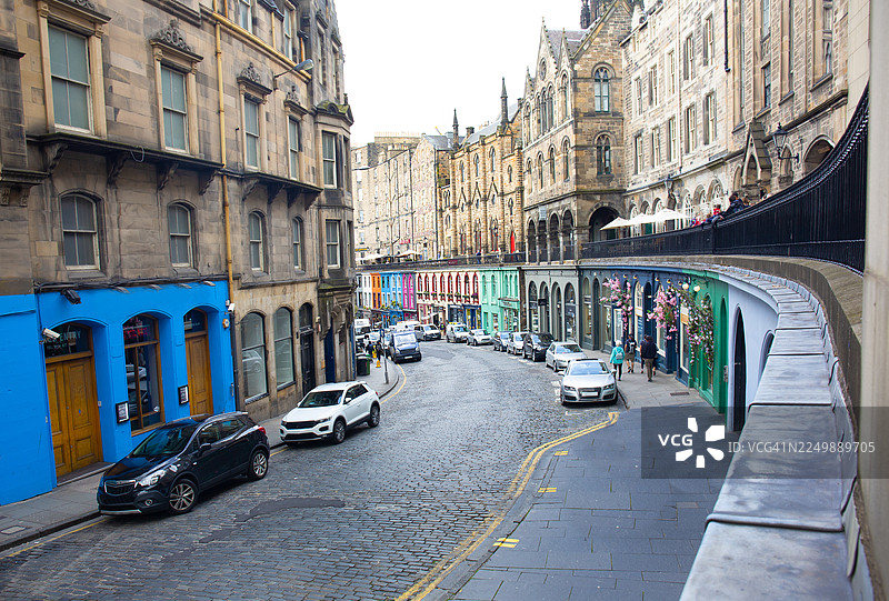 苏格兰爱丁堡，老城区，维多利亚街图片素材
