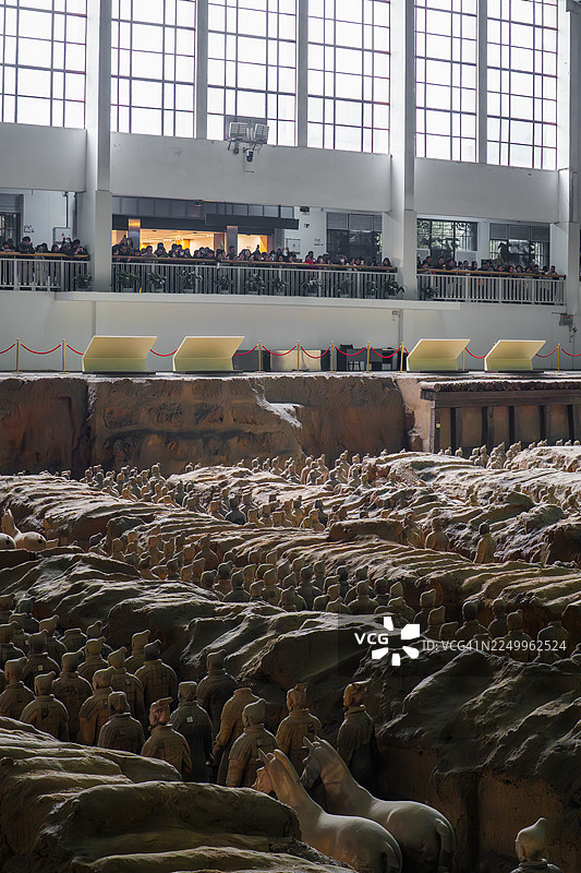 兵马俑发掘现场与游客图片素材